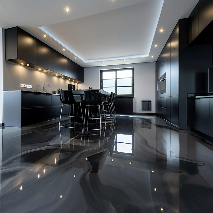 Image of bespoke epoxy resin kitchen flooring